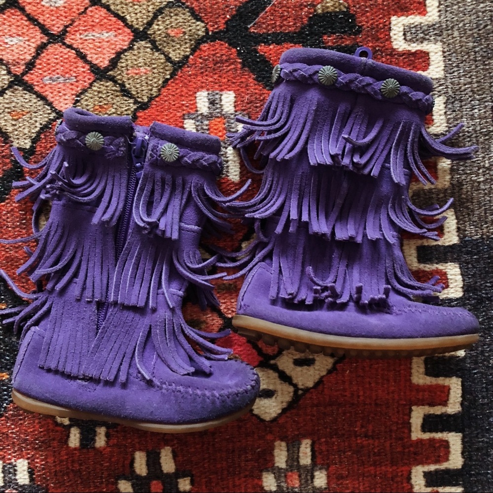 Girls Minnetonka Moccasin Fringe Boots Lot/Bundle
